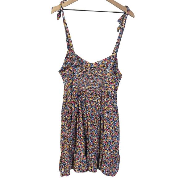 Old Navy Ditsy Floral Multicolor Tie Strap Cami Sundress with Pockets Sz L - Picture 12 of 12